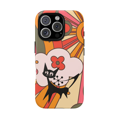 Atomic Cat, Retro Sunburst, Groovy Mod Smart Phone Tough Phone Cases