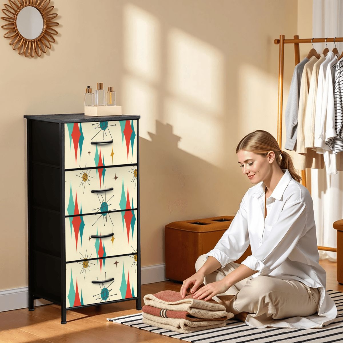 Franciscan Starburst Atomic Mid Mod 4-Drawer Dresser - Mid Century Modern Gal