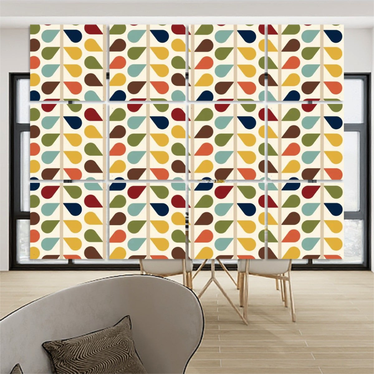 Scandinavian Floral Mid Mod Hanging Room Divider 12 pcs - Mid Century Modern Gal