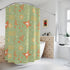 Mid Century Modern Atomic Space, Orange Green Yellow Retro Starburst Shower Curtain - Mid Century Modern Gal