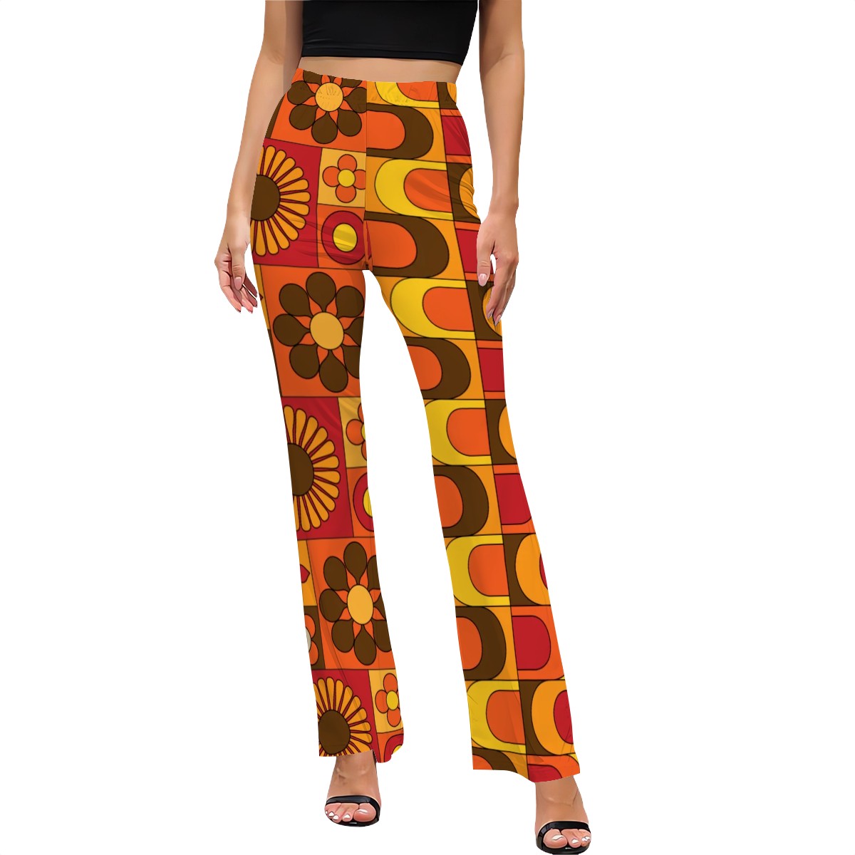 Retro 70s Party Women's Flared Pants, Groovy Mod Designs From The 70s - Mid Century Modern Gal