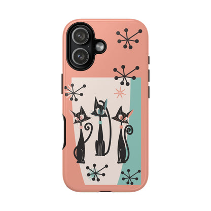 Atomic Cat Mid Mod Coral Aqua Blue Starburst Kitschy Fun Chic Samsung, Smart Phones Tough Cases