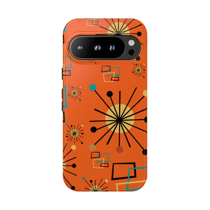 Mid Century Modern Sinatra Orange, Starburst, Geometric Funky Fun Tough Phone Case