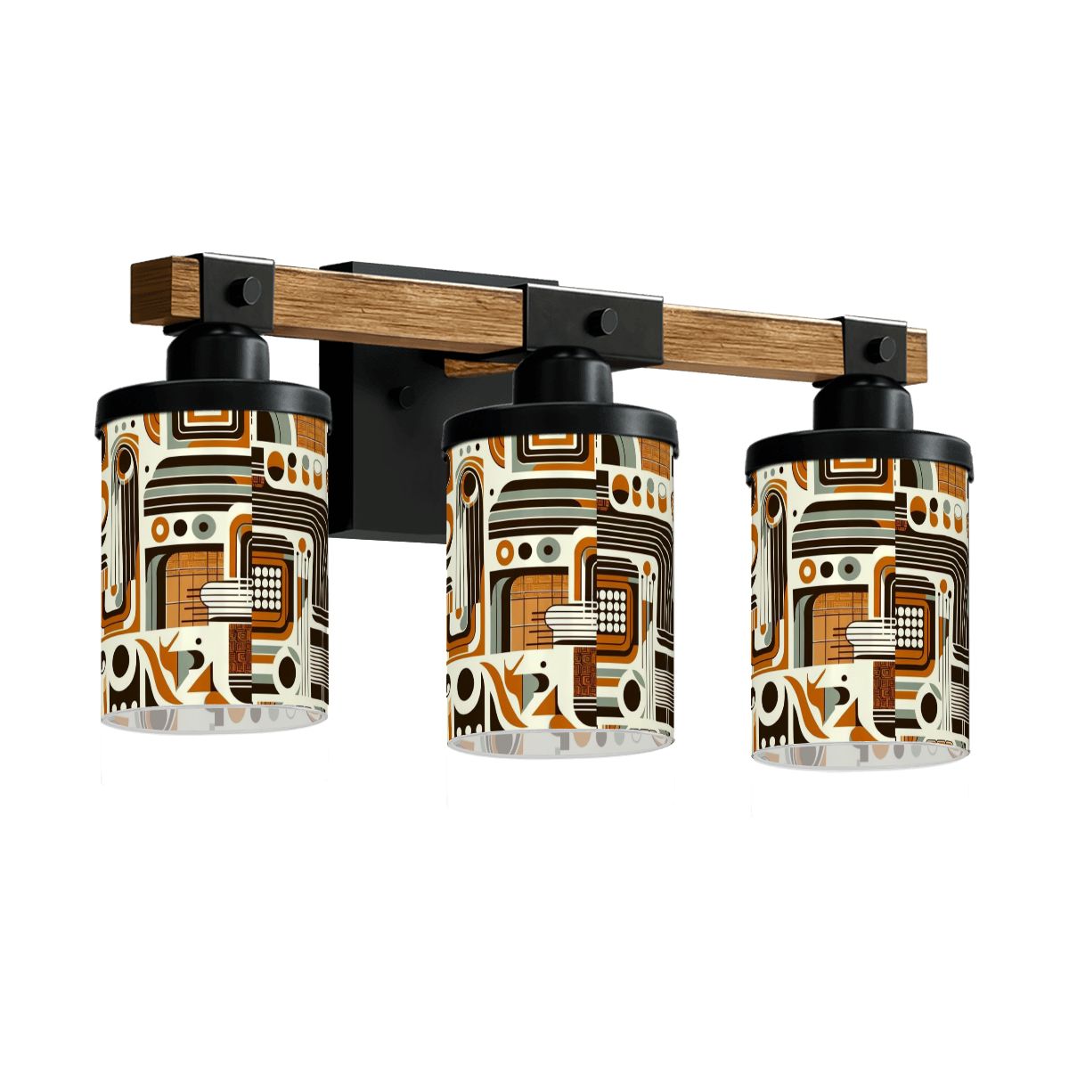 Mid Century Modern Bauhaus Brown Geometric Vanity Light Fixture - Mid Century Modern Gal