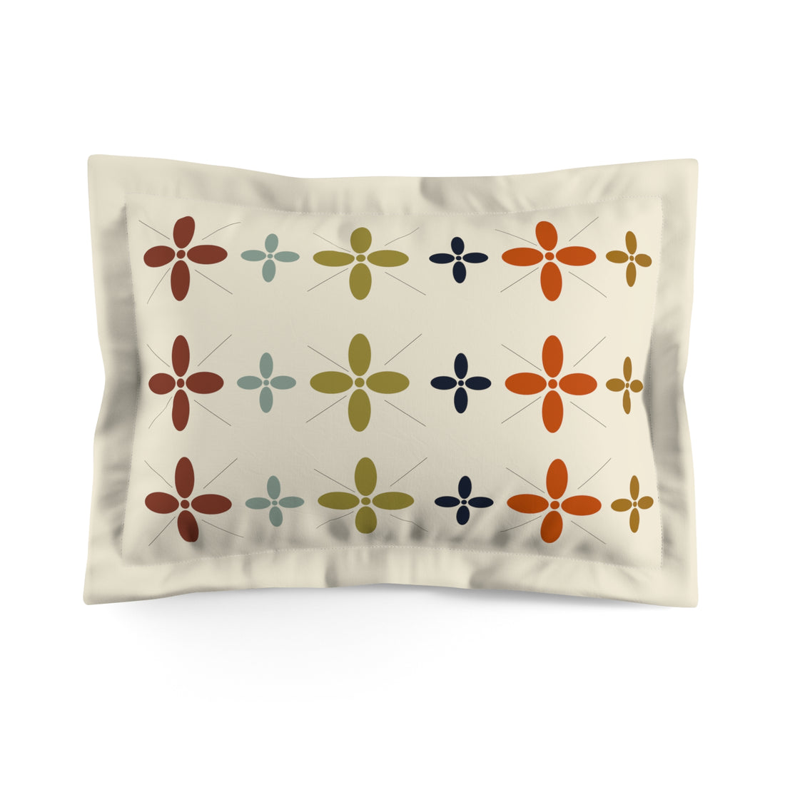 Modern Scandinavian Flower, Simple Minimalist MCM Microfiber Pillow Sham