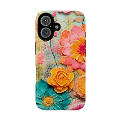 Boho Retro Floral Faux Pressed Flowers Smart Phone Tough Phone Cases
