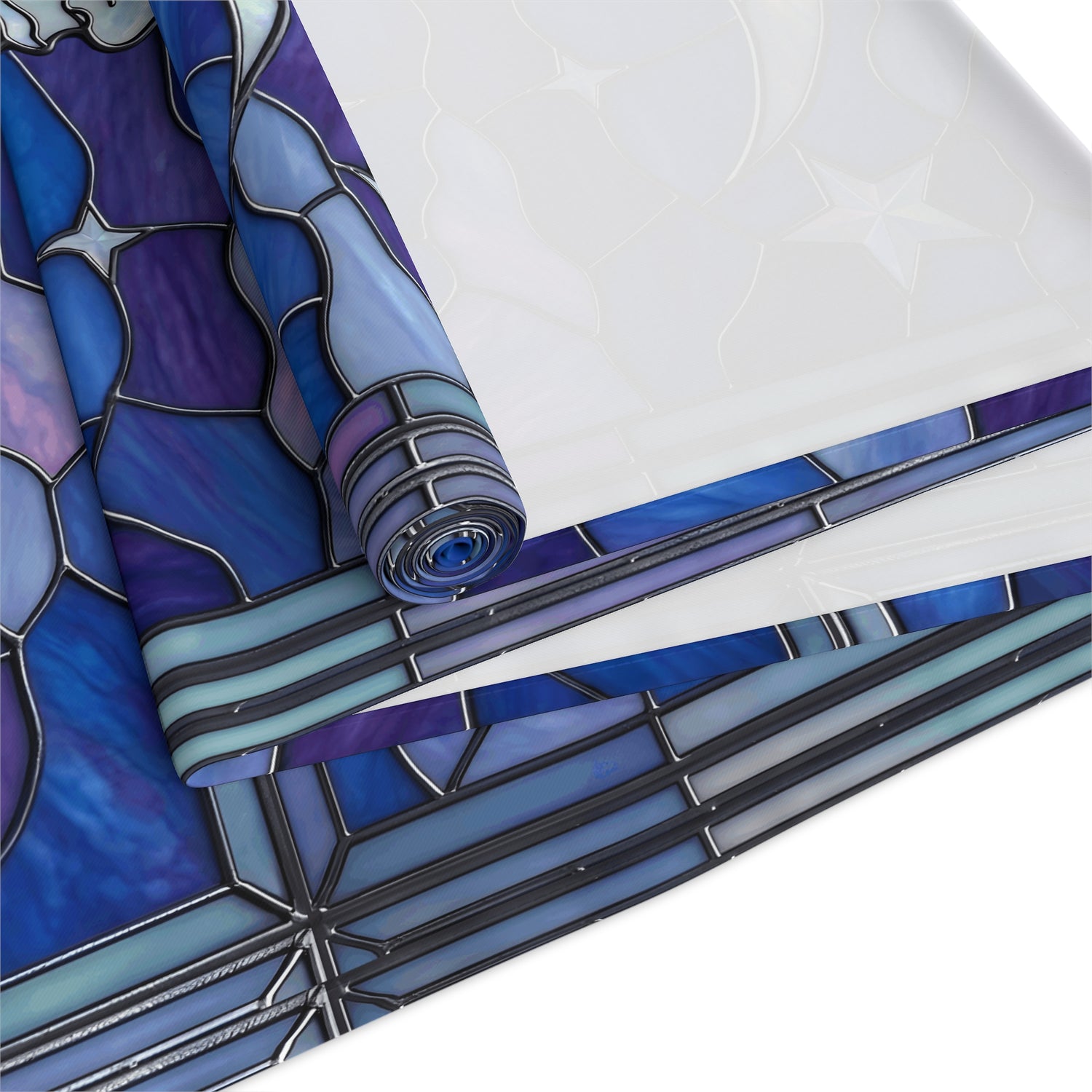 Halloween Stained Glass Style Night Sky Moon Stars Clouds Table Runner - Mid Century Modern Gal