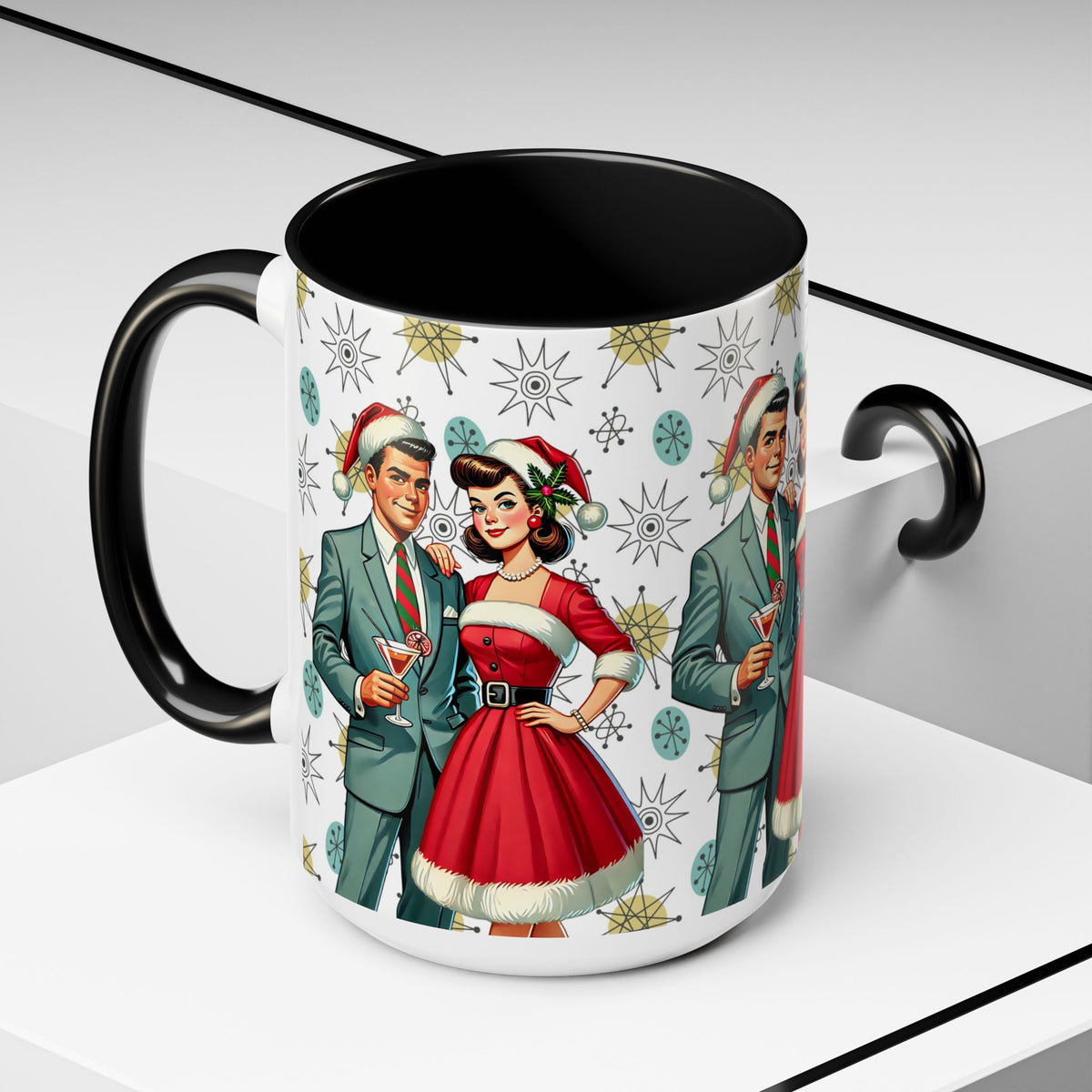 Mid Century Modern Atomic 50s Christmas Franciscan Starburst Pattern Mug - Mid Century Modern Gal