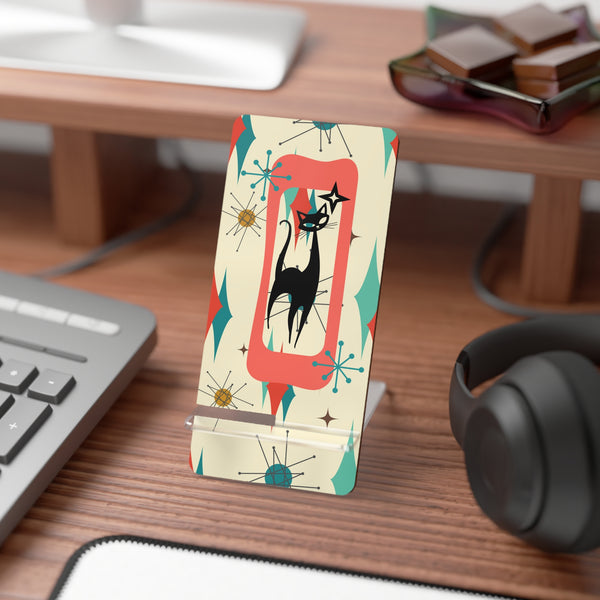 Atomic Cat Franciscan Starburst Retro Cat Mobile Display Stand – Chic Smartphone Holder with Vintage Design