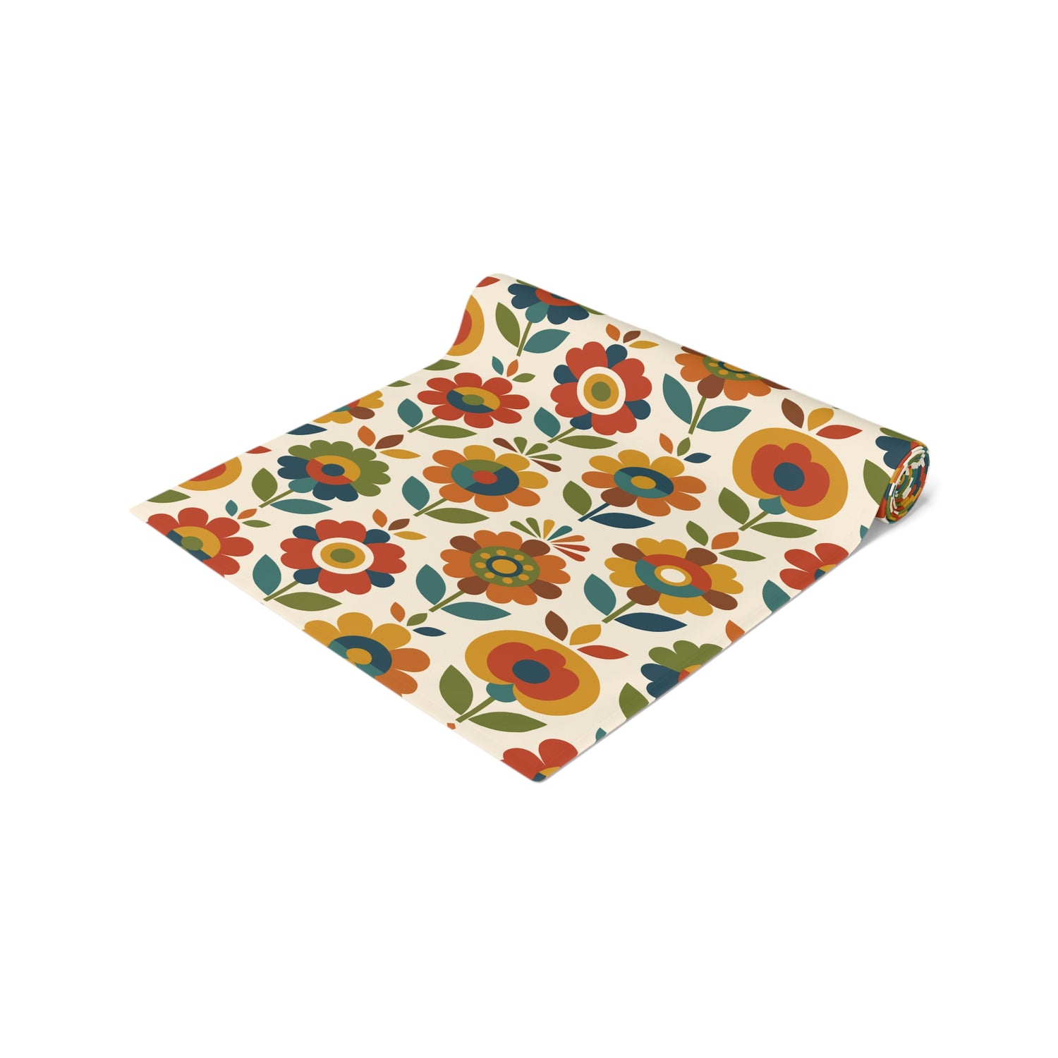 Mid Century Modern Scandinavian Floral Earth Tones Table Runner - Mid Century Modern Gal