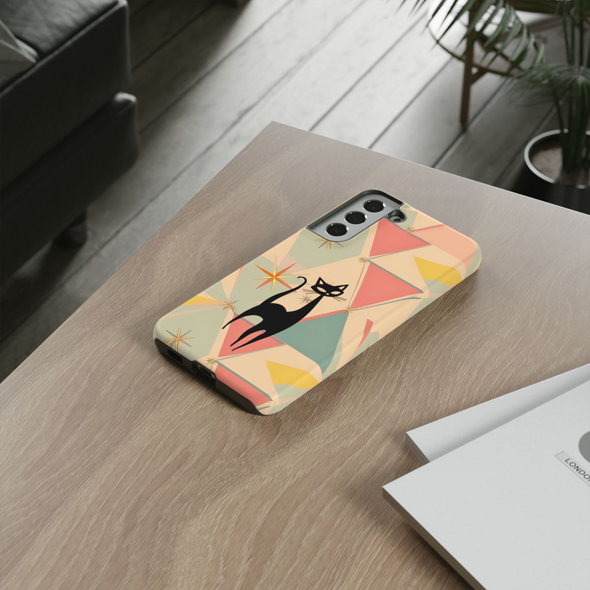 Atomic Cat Mid Mod Retro Cat Phone Case | Tough Cases with Vintage Vibe | Ideal for Cat Lovers