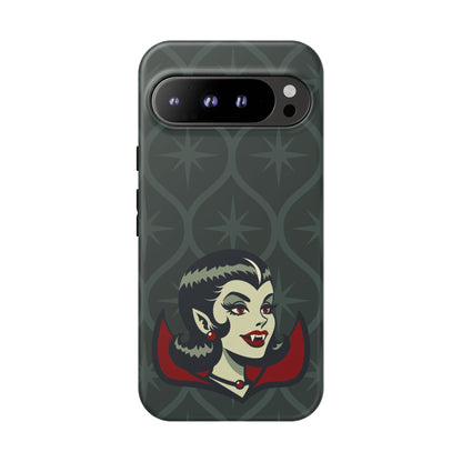 Vampire Dracula Girl Halloween Goth Horror Buff MCM Green Tough Phone Case