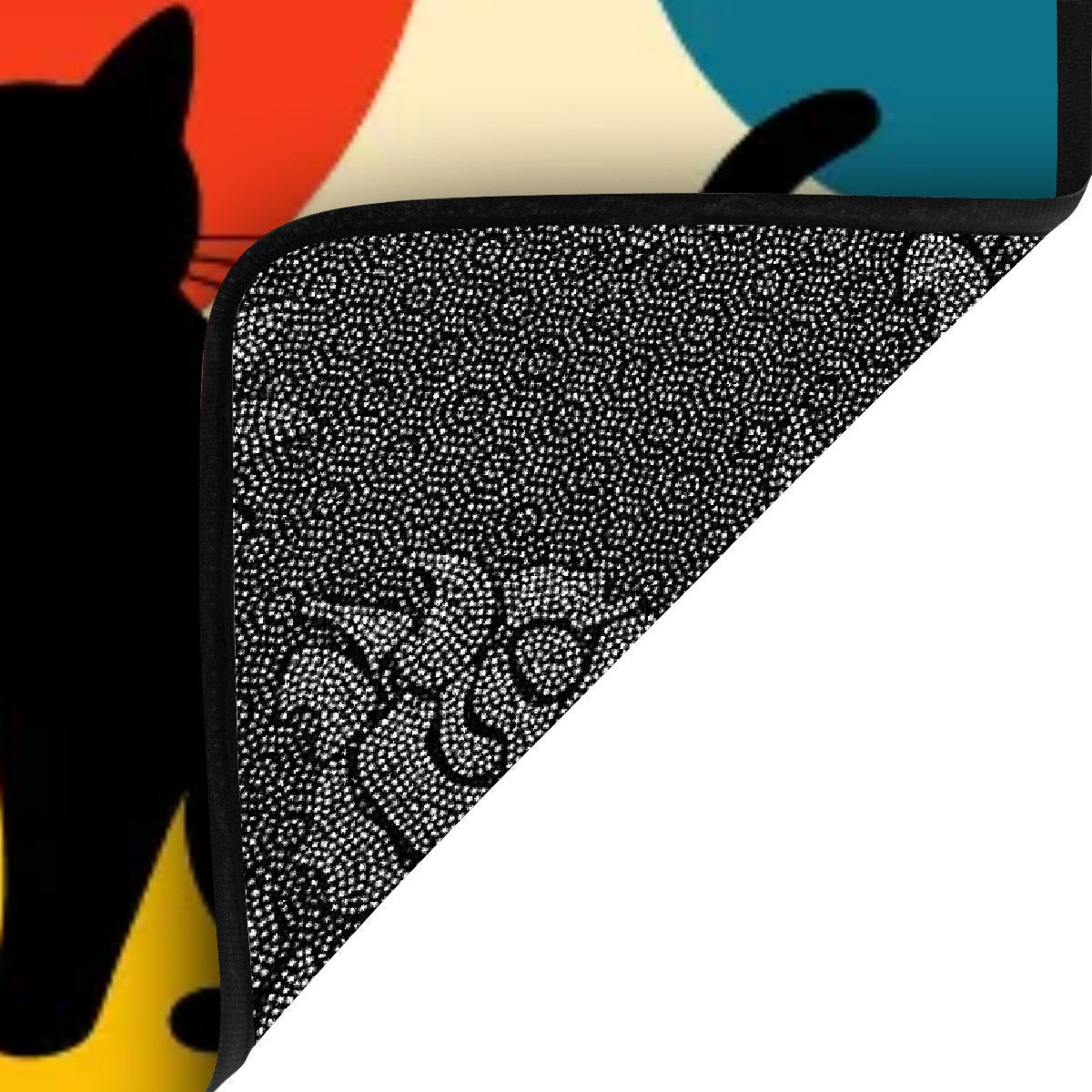 Pop Art Black Atomic Cats, Red Blue Yellow, Non Slip Carpet for Stairs Treads - Mid Century Modern Gal