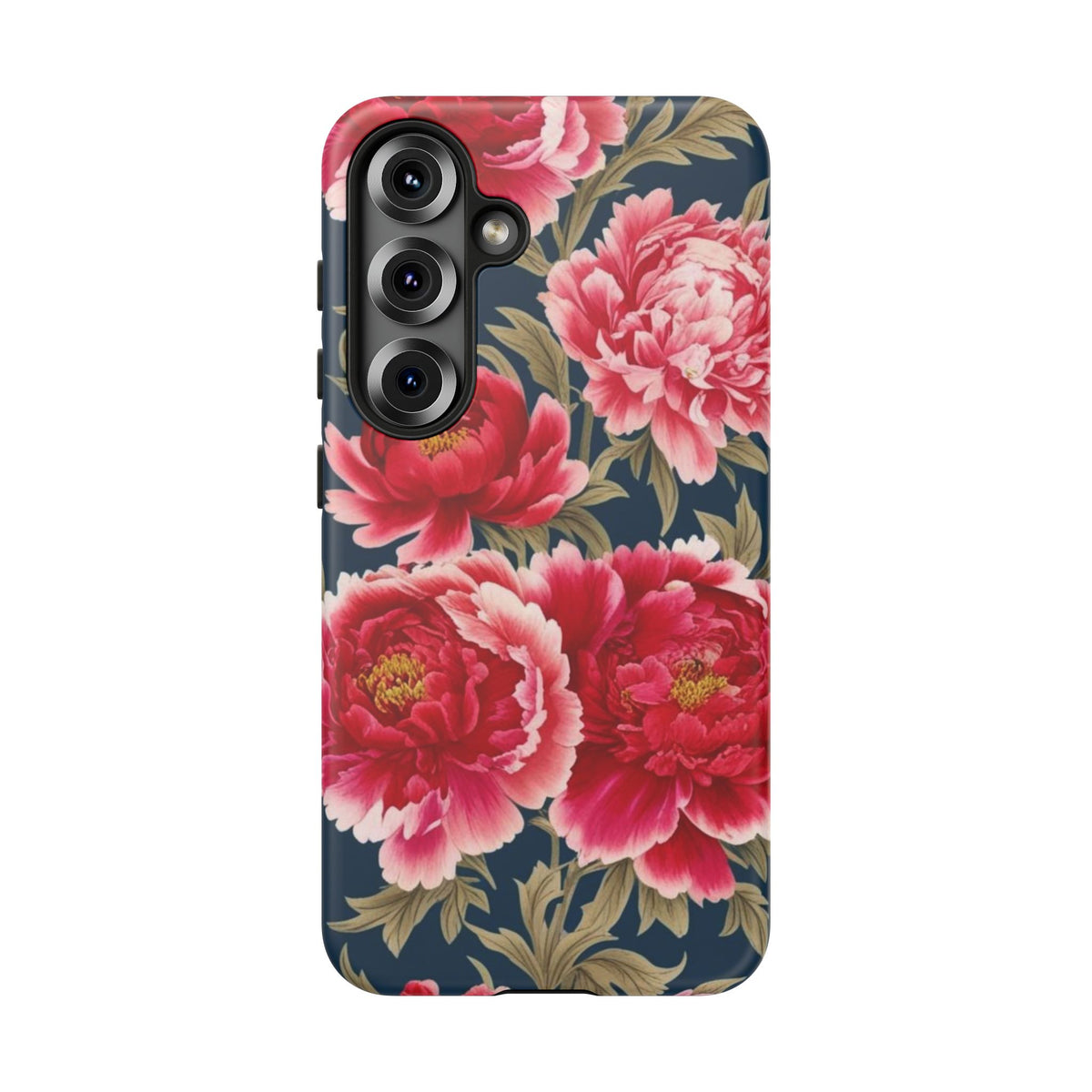 Chinoiserie Royal Blue Pink, Red Roses And Peony Floral Tough Phone Case