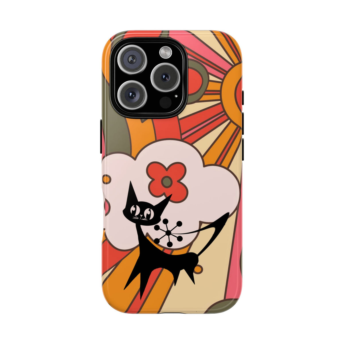 Atomic Cat, Retro Sunburst, Groovy Mod Smart Phone Tough Phone Cases