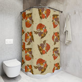 1970s Merry Mushroom Retro Groovy Brown And Orange, Vintage Style Shower Curtain - Mid Century Modern Gal