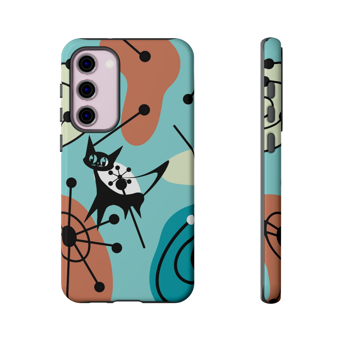Atomic Kittie, Mid Century Modern Geometric Amoeba Retro Smart PhoneTough Phone