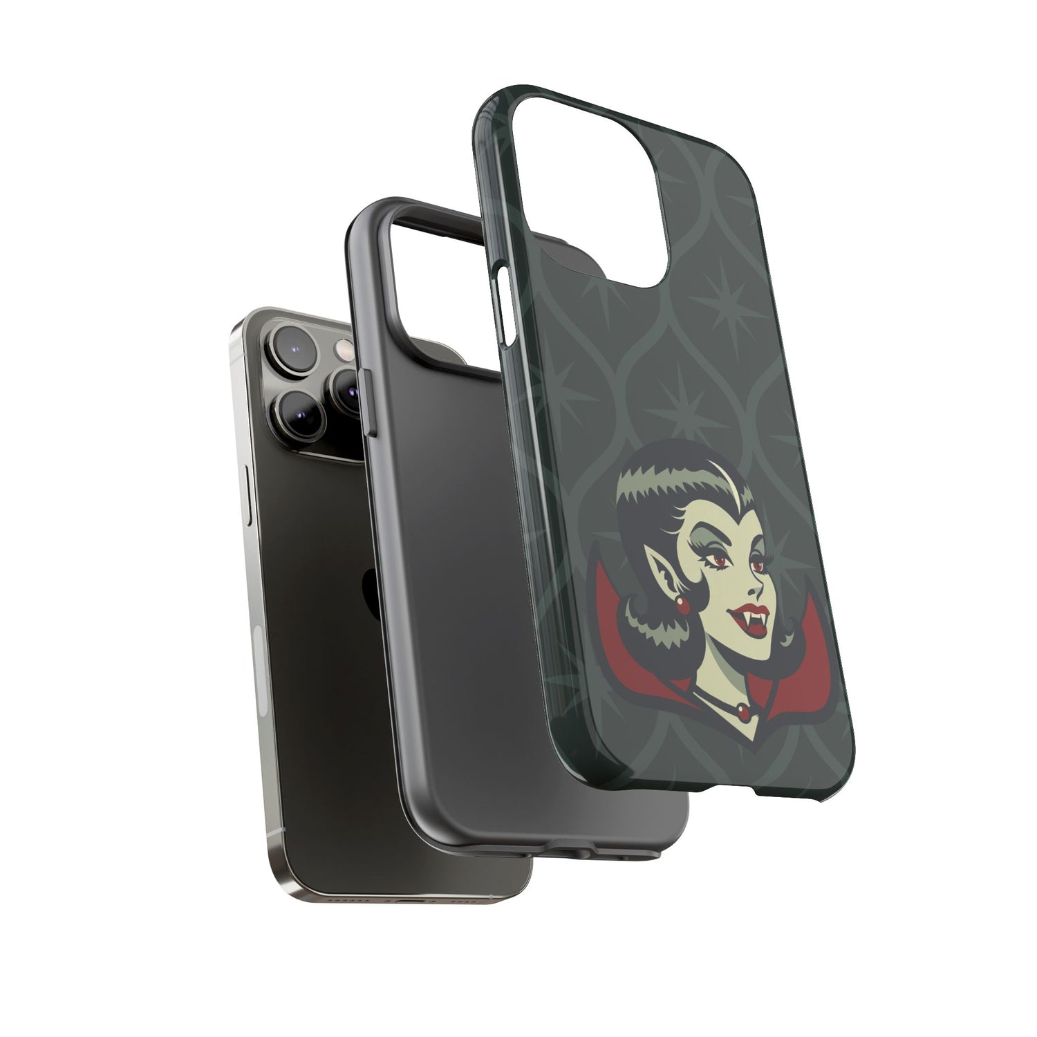 Vampire Dracula Girl Halloween Goth Horror Buff MCM Green Tough Phone Case