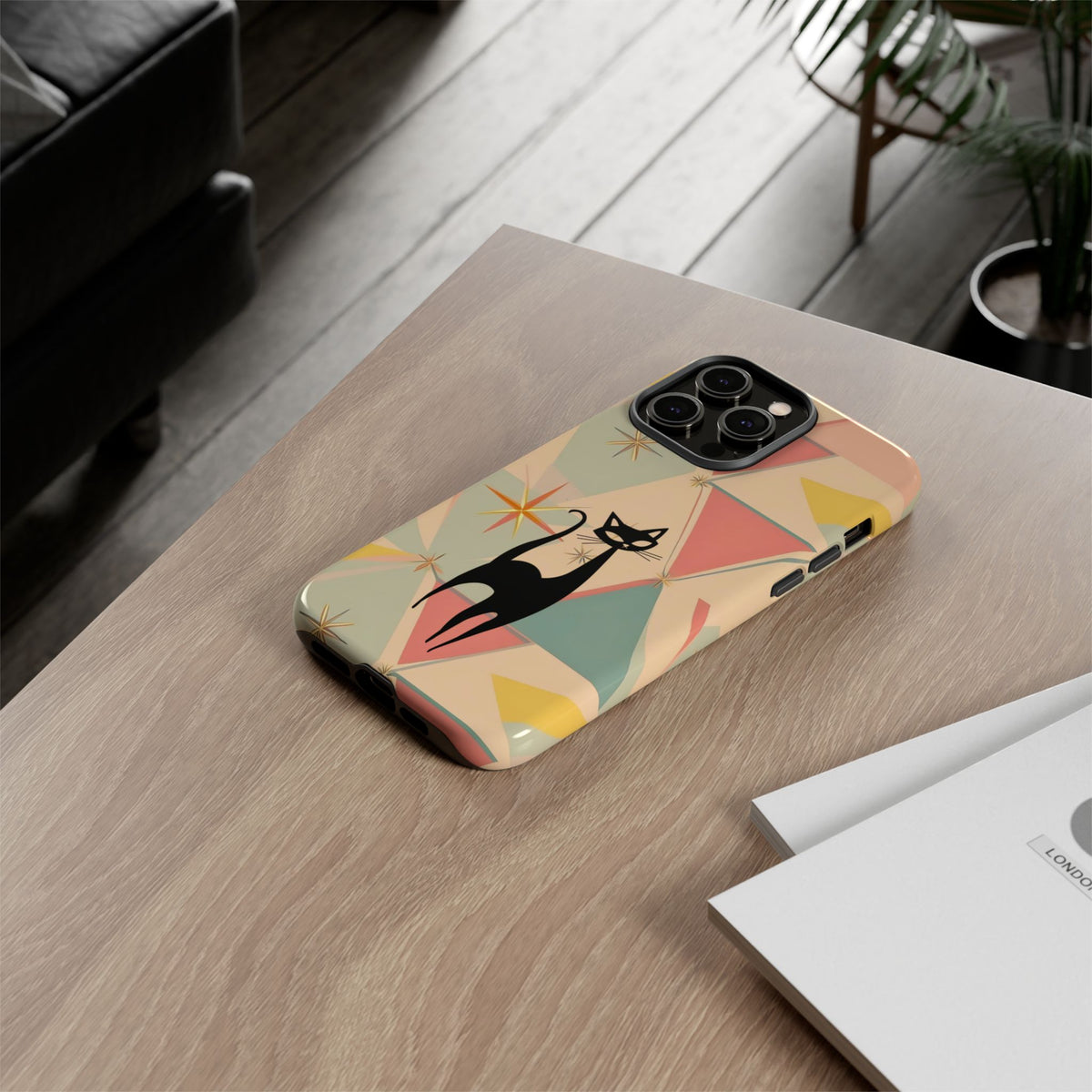 Atomic Cat Mid Mod Retro Cat Phone Case | Tough Cases with Vintage Vibe | Ideal for Cat Lovers