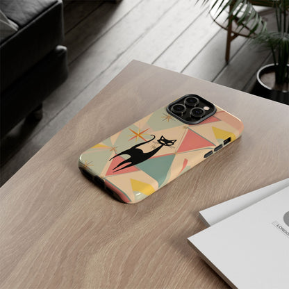 Atomic Cat Mid Mod Retro Cat Phone Case | Tough Cases with Vintage Vibe | Ideal for Cat Lovers