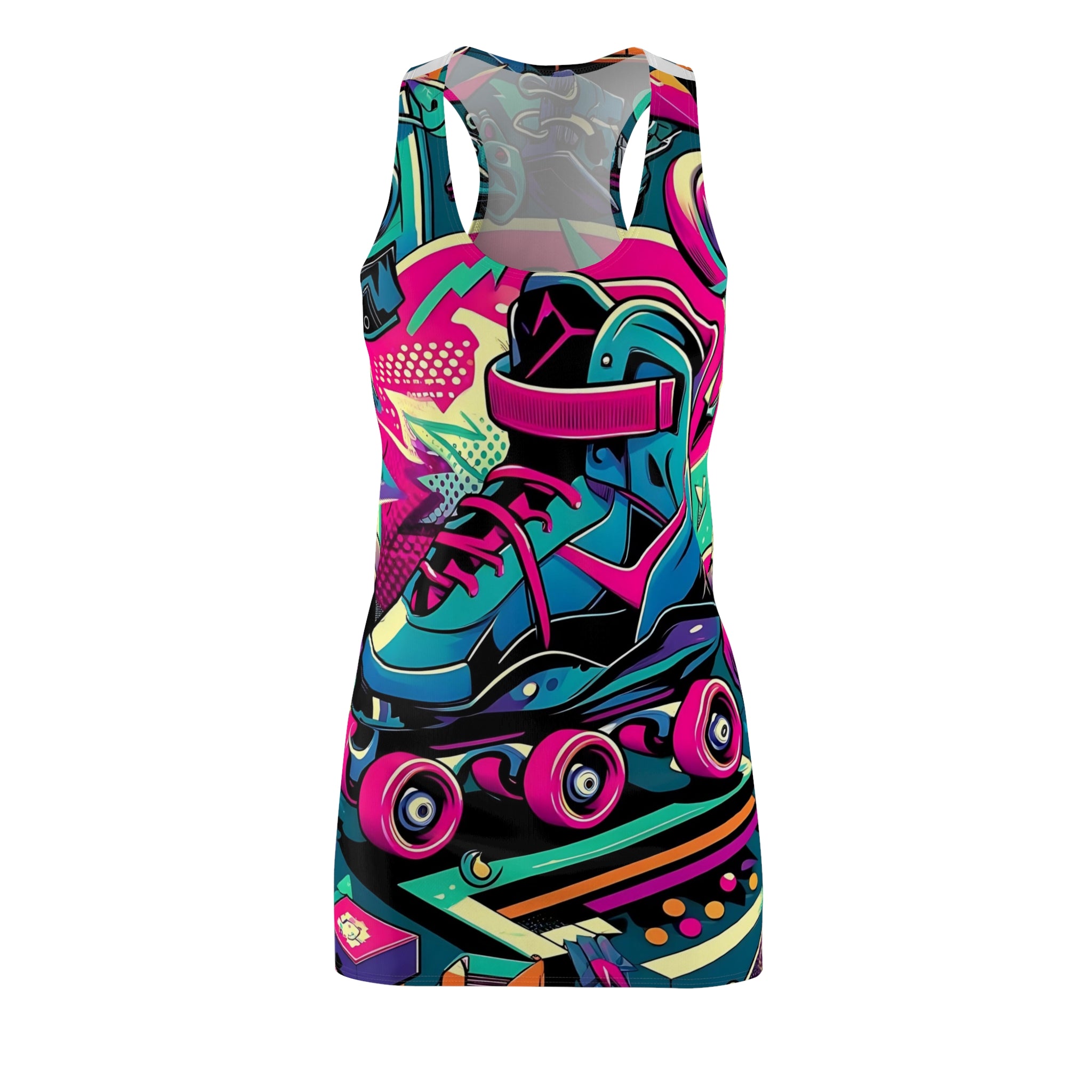 80s 90s Rollerskate Racerback Retro Groovy Women&