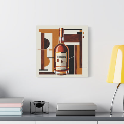 Abstract Bourbon Mid Mod Bauhaus Bourbon Lover Wall Art Canvas - Mid Century Modern Gal
