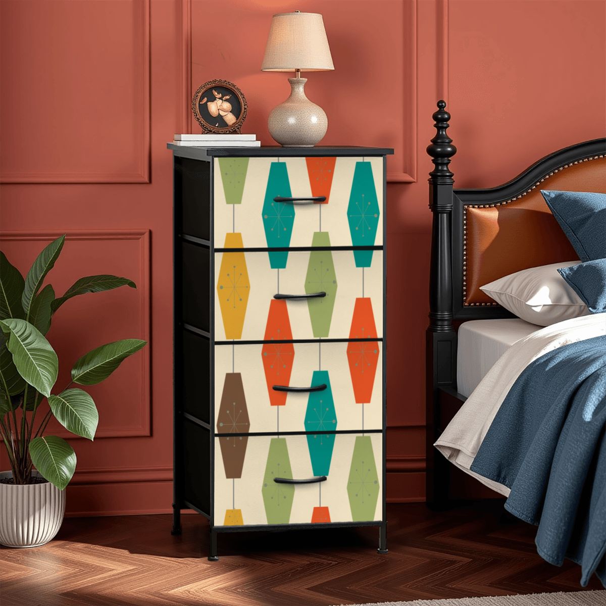 Mid Century Modern Groovy Lantern Designed 4-Drawer Dresser - Mid Century Modern Gal