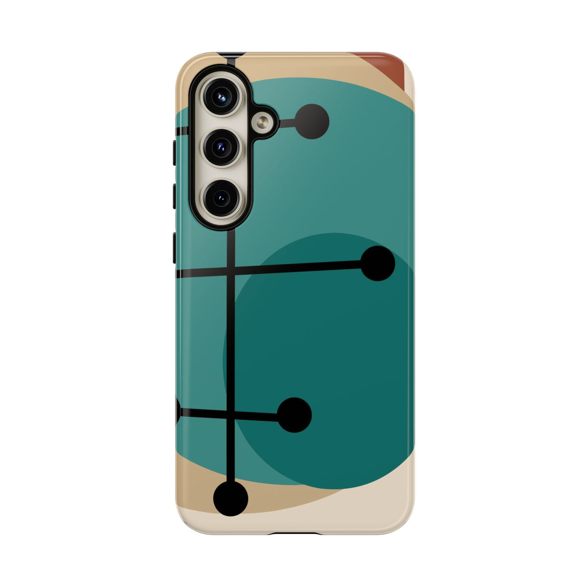 Mid Century Mod, Geometric, Retro Beige Teal Blue, Smart Phones Tough Phone Cases