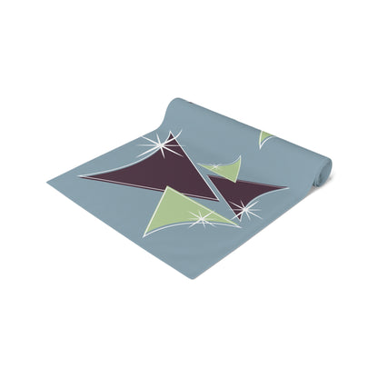 Mid Century Modern Table Runner Indigo Blue, Purple Green Retro Table Linens - Mid Century Modern Gal