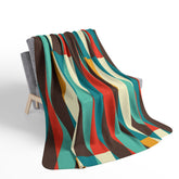 Mid Century Modern, Geometric, Retro, Mod, Teal Blue, Mustard Yellow, Chocolate Brown, Burnt Orange, Sherpa Blanket - Mid Century Modern Gal