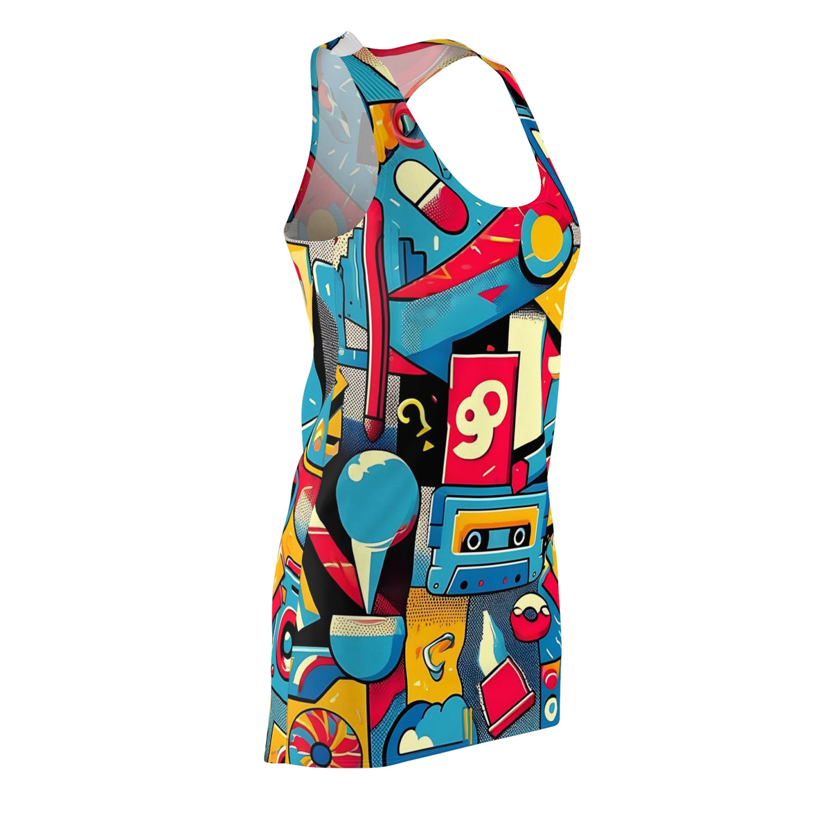 90s Summer Party, Hip Retro Women's  Racerback Dress - Mid Century Modern Gal