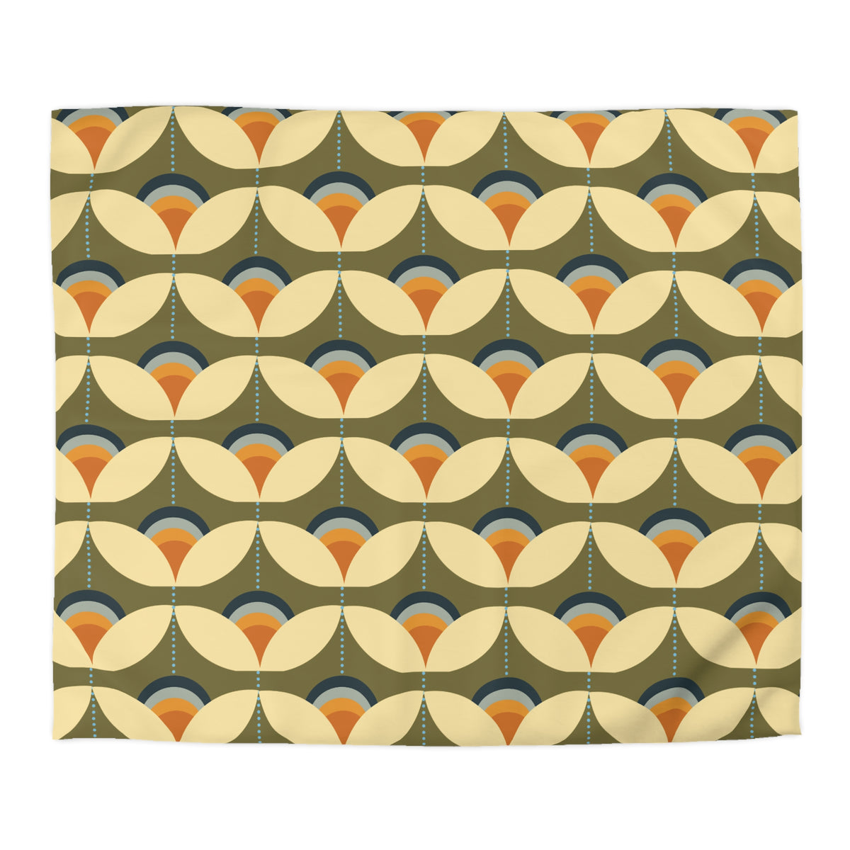 Scandinavian Modern Danish, Green, Beige Orange, Blue, Mid Century Modern Designed Duvet Cover - Mid Century Modern Gal