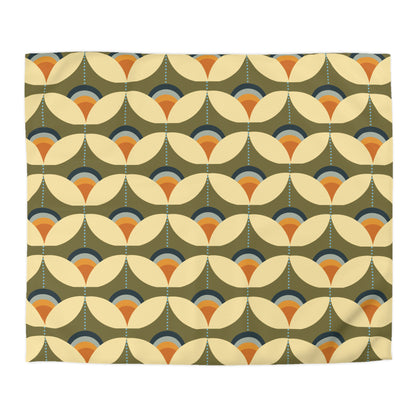 Scandinavian Modern Danish, Green, Beige Orange, Blue, Mid Century Modern Designed Duvet Cover