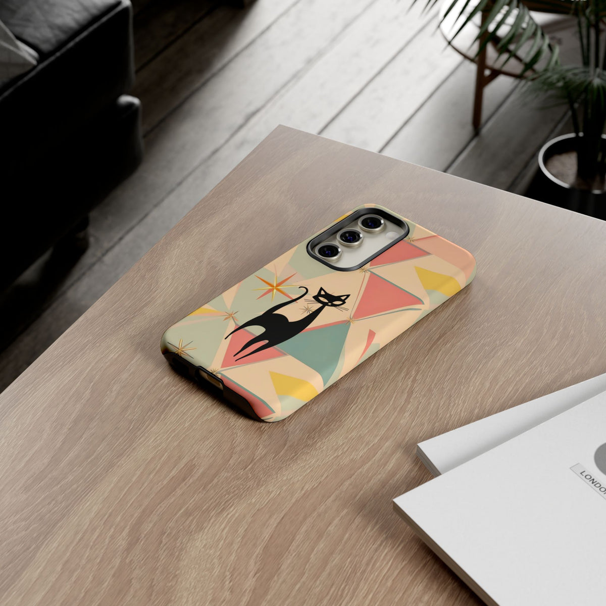 Atomic Cat Mid Mod Retro Cat Phone Case | Tough Cases with Vintage Vibe | Ideal for Cat Lovers