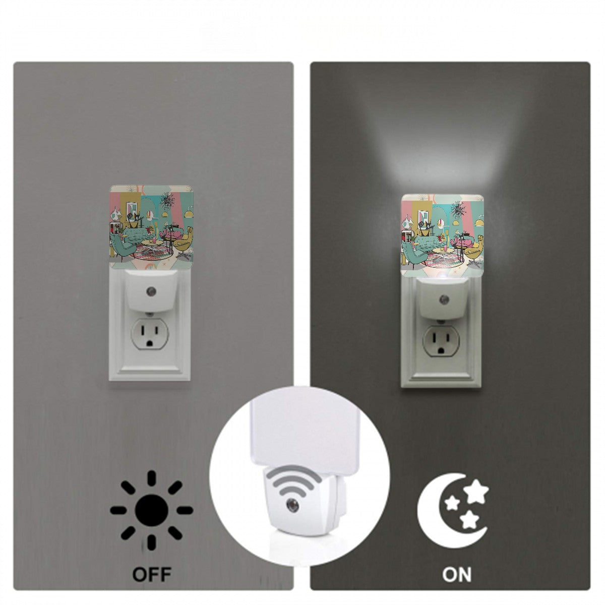 Cozy Cats, Mid Century Modern Vibe Kitshy Cute LED Night Light Set of 2 - Mid Century Modern Gal