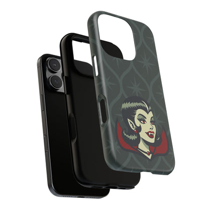 Vampire Dracula Girl Halloween Goth Horror Buff MCM Green Tough Phone Case