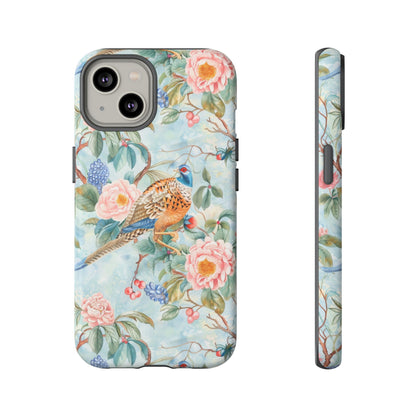 Chinoiserie Designed Floral Pheasant Phone Case with Bird Design