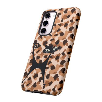 Mid Century Modern Atomic Cat, Animal Print Kitschy Trendy Smart Phone Tough Cases