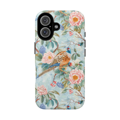 Chinoiserie Designed Floral Pheasant Phone Case with Bird Design