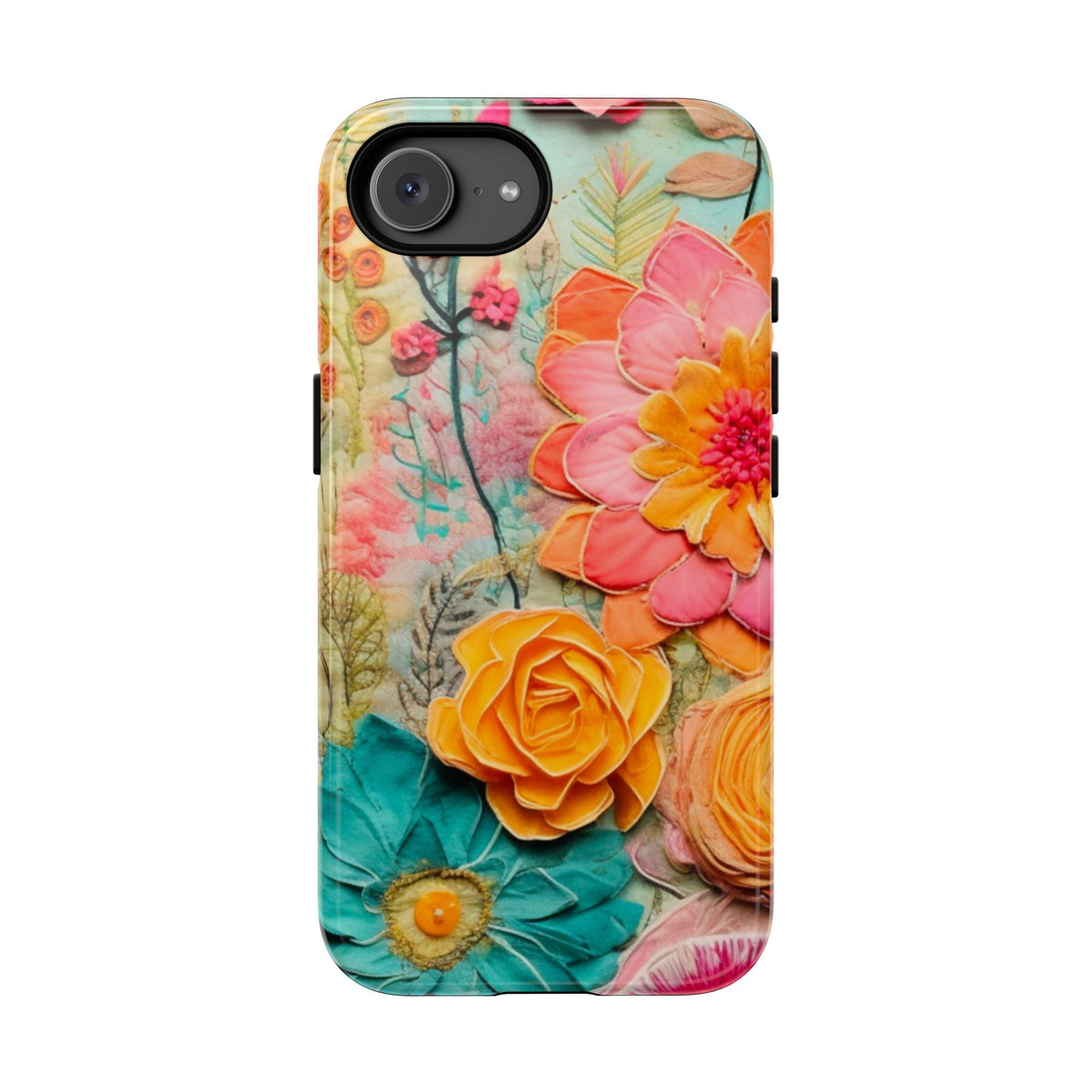 Boho Retro Floral Faux Pressed Flowers Smart Phone Tough Phone Cases