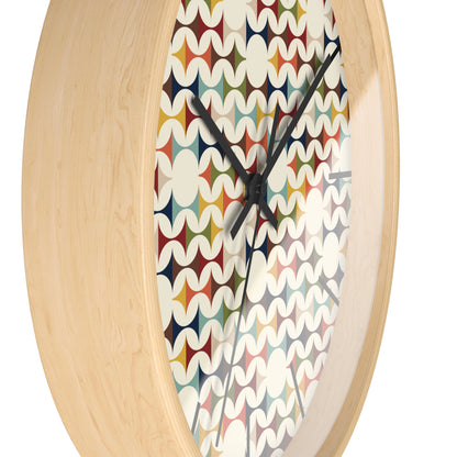 Mid Century Modern Scandinavian Designed, Geometric Retro Colorful Retro Wall Clock