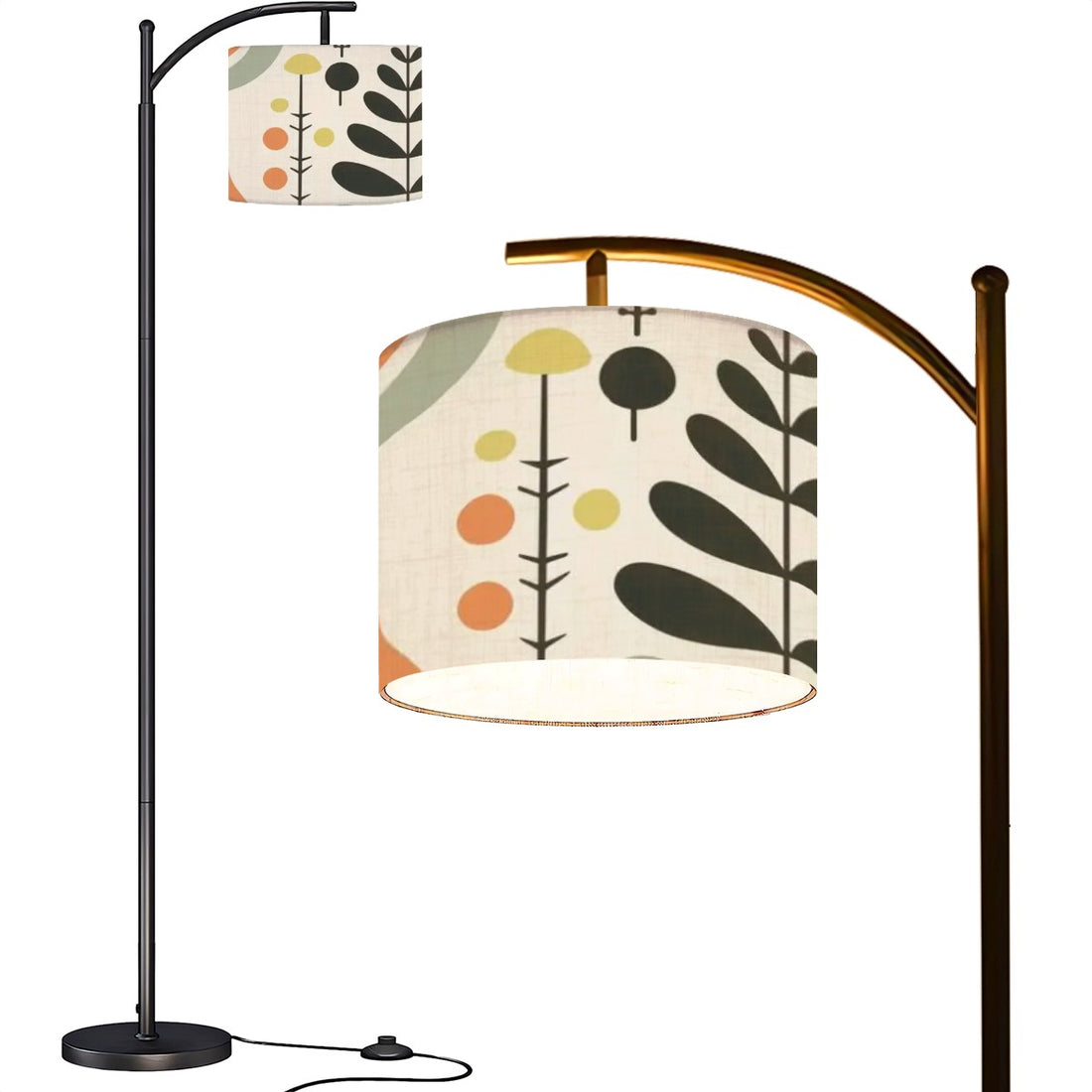 Scandinavian Flower, Mid Century Modern Arc Floor Lamp