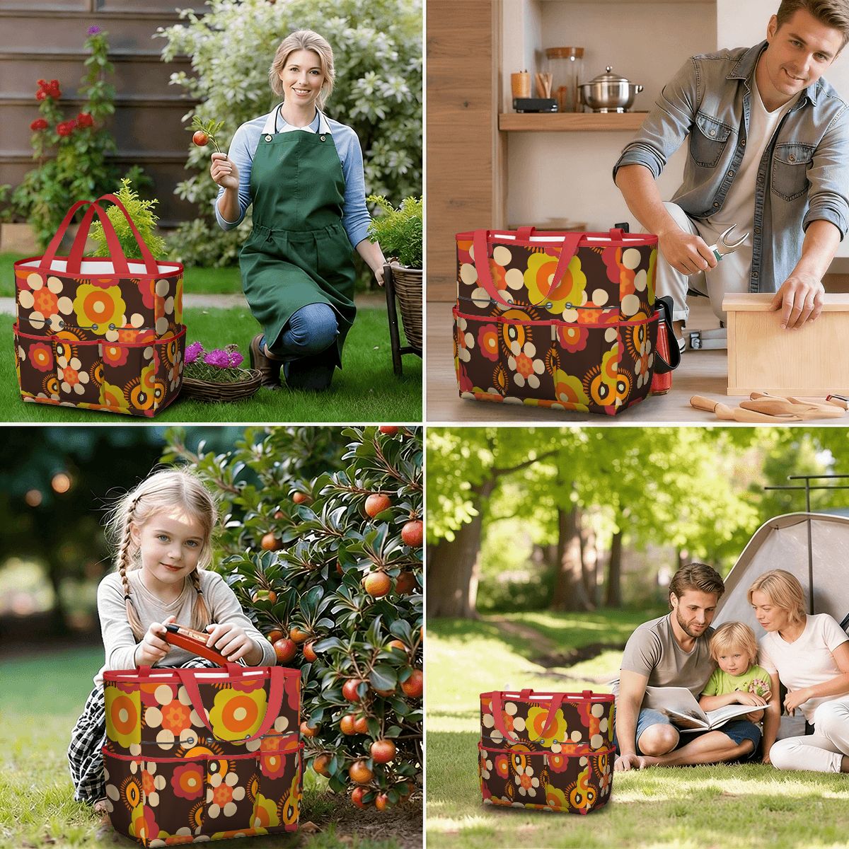 Retro Flower Power 70s Garden Tool Bag