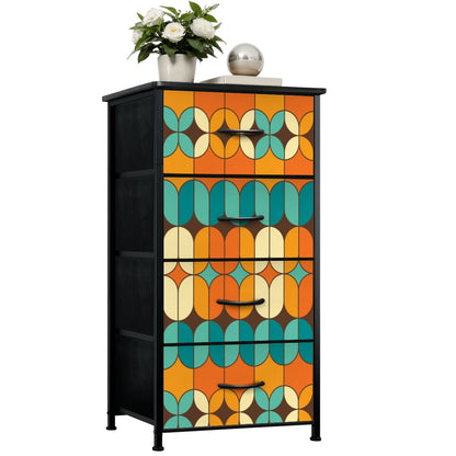 Mid Century Modern Orange Teal 4-Drawer Dresser - Mid Century Modern Gal