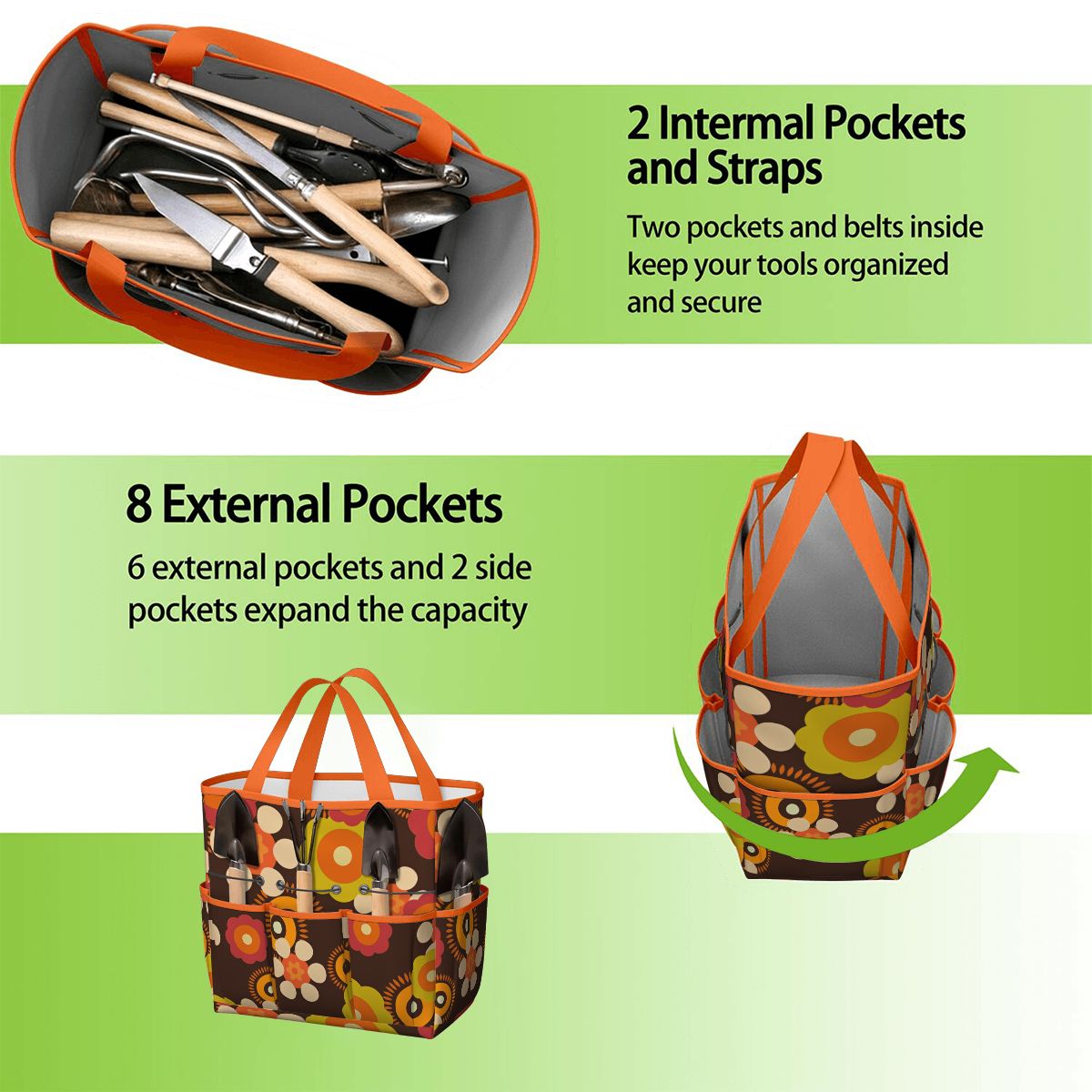 Retro Flower Power 70s Garden Tool Bag