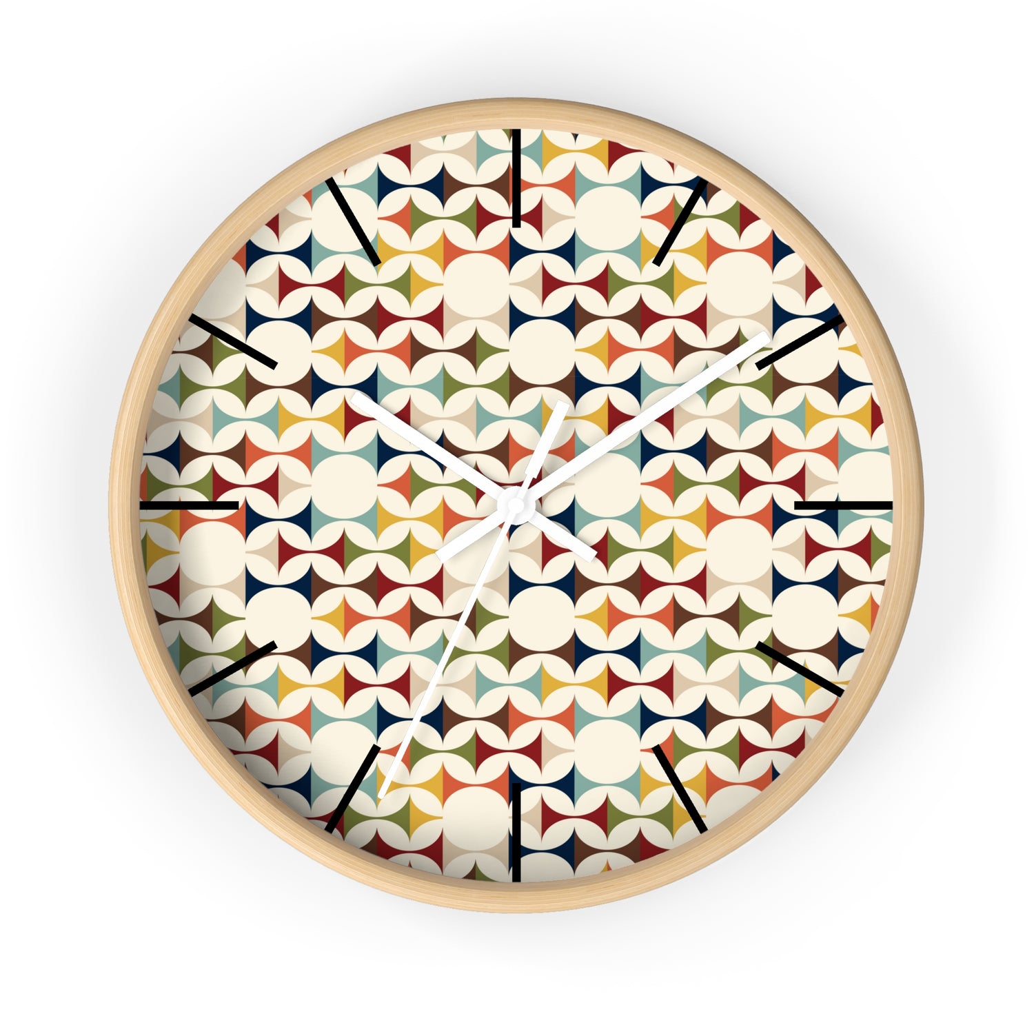 Mid Century Modern Scandinavian Designed, Geometric Retro Colorful Retro Wall Clock