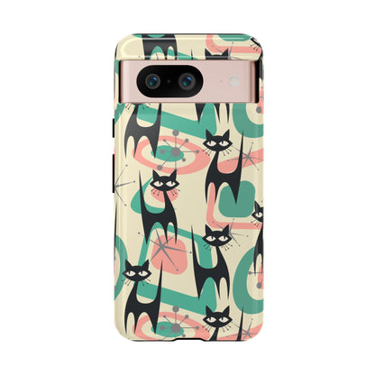 Atomic Cat Mid Century Modern Starburst Retro Kitsch Tough Phone Case