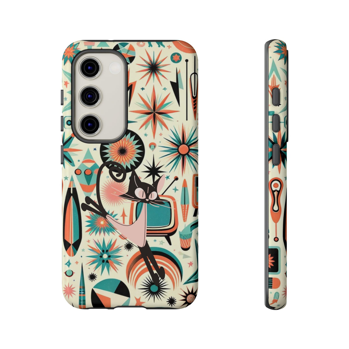 Atomic Kitty Boomerang Space Kitty Mid Century Modern Samsung, Smart Phone, Tough Cases - Mid Century Modern Gal