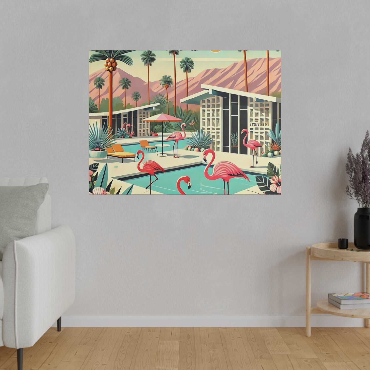 50s Mid Century Modern Wall Art, Palm Springs Flamingo Breeze Block MCM Art