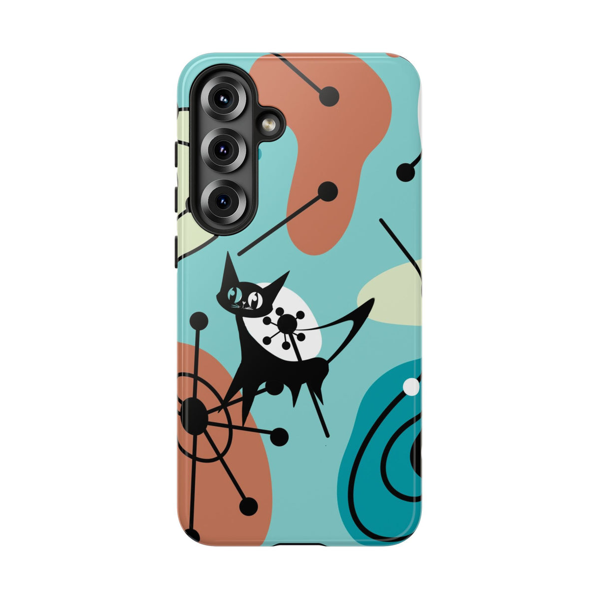 Atomic Kittie, Mid Century Modern Geometric Amoeba Retro Smart PhoneTough Phone